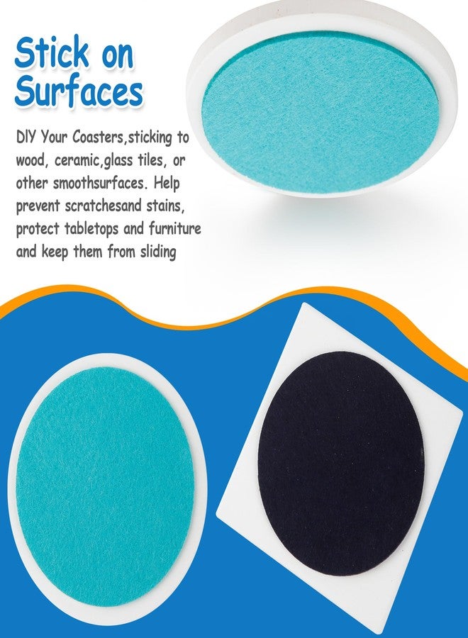 Varpotle 16 Pcs Self Adhesive Felt for Coasters Bulk, 3.54"x 3.54" Cork Coasters Alternative Thickened (2mm), 4 Colors Round Felt Backing for 4"x 4" Coaster Ceramic Tiles, DIY Coasters Craft Accessories - Image 3